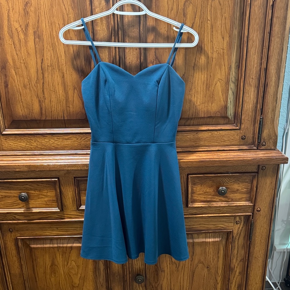 Honey and Rosie Elegant Teal Mini Dress